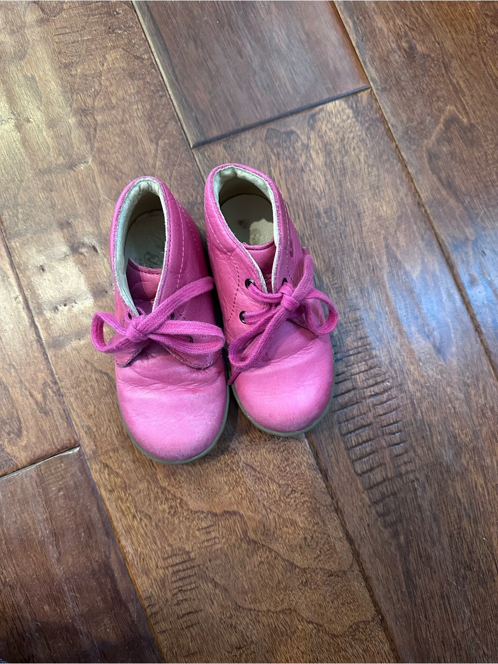 Toddler Lace-Up Leather Walkers in Pink